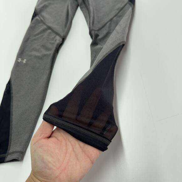 Under Armour Leggings Womens Medium Gray Black HeatGear Compression Mesh Panels - Picture 7 of 7